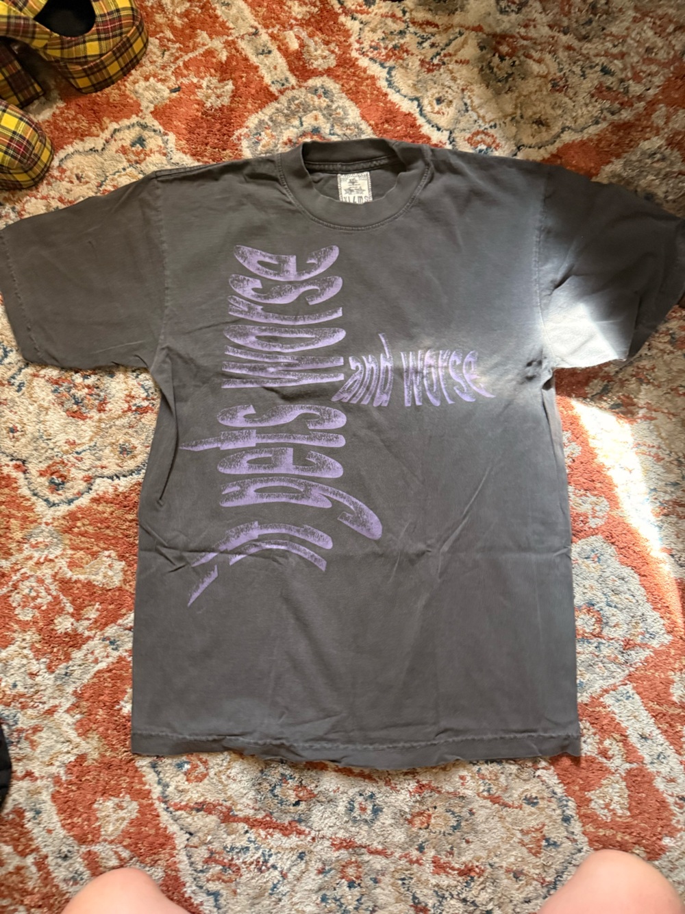 Men's Black Short-Sleeve Graphic Tee with Purple Print